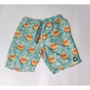 Neff Aqua Green Rubber Ducky Duck Swim Trunks Board Shorts Men's Size Large